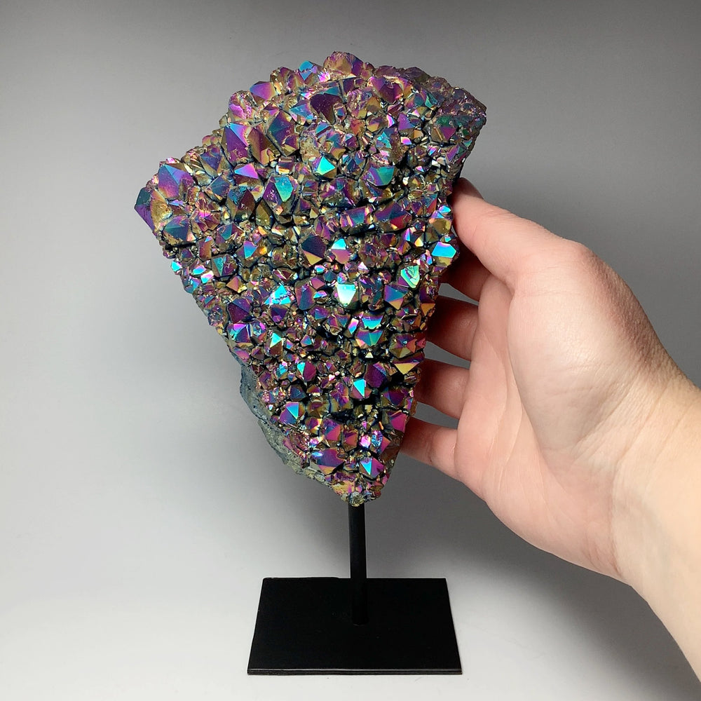 Rainbow Amethyst Druze Cluster On Stand - Rocks and Gems Canada