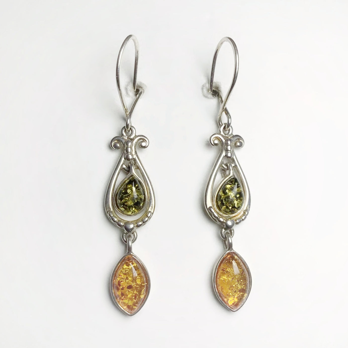 Mixed Amber Dangle Earrings