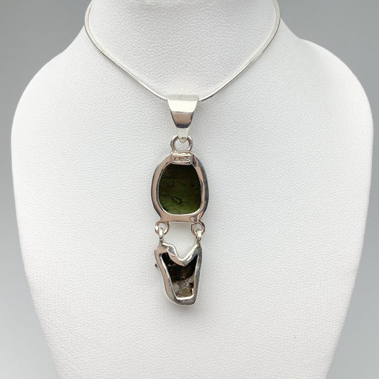 Moldavite with Campo Del Cielo Meteorite Pendant - Rocks and Gems Canada