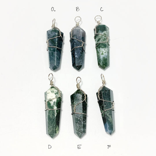 Wire Wrapped Moss Agate Pendant - Rocks and Gems Canada