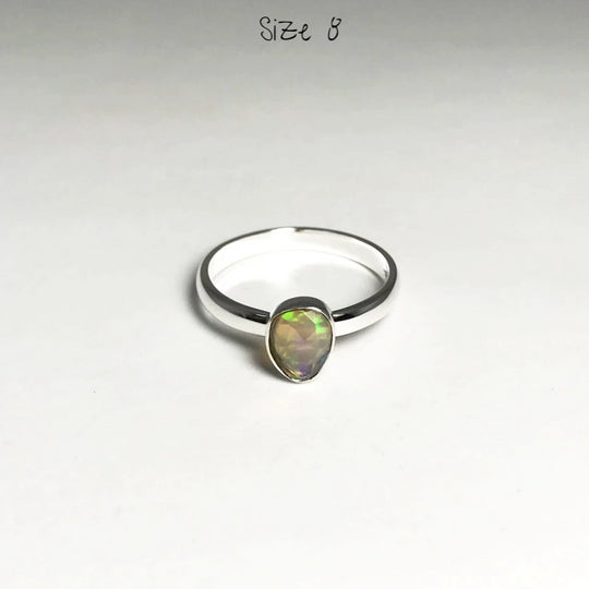 Freeform Faceted Ethiopian Fire Opal Ring - Rocks and Gems Canada