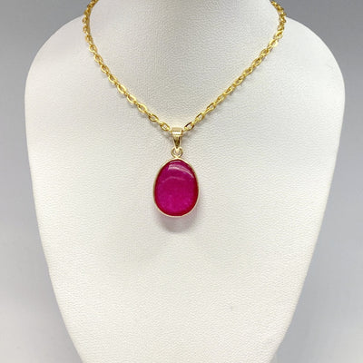 Pink Jade Gold Finish Pendant
