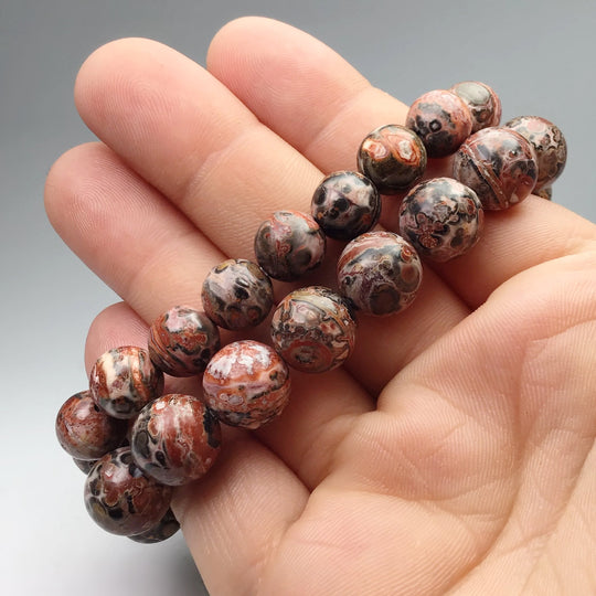 Leopard Skin Jasper Beaded Bracelet - Rocks and Gems Canada