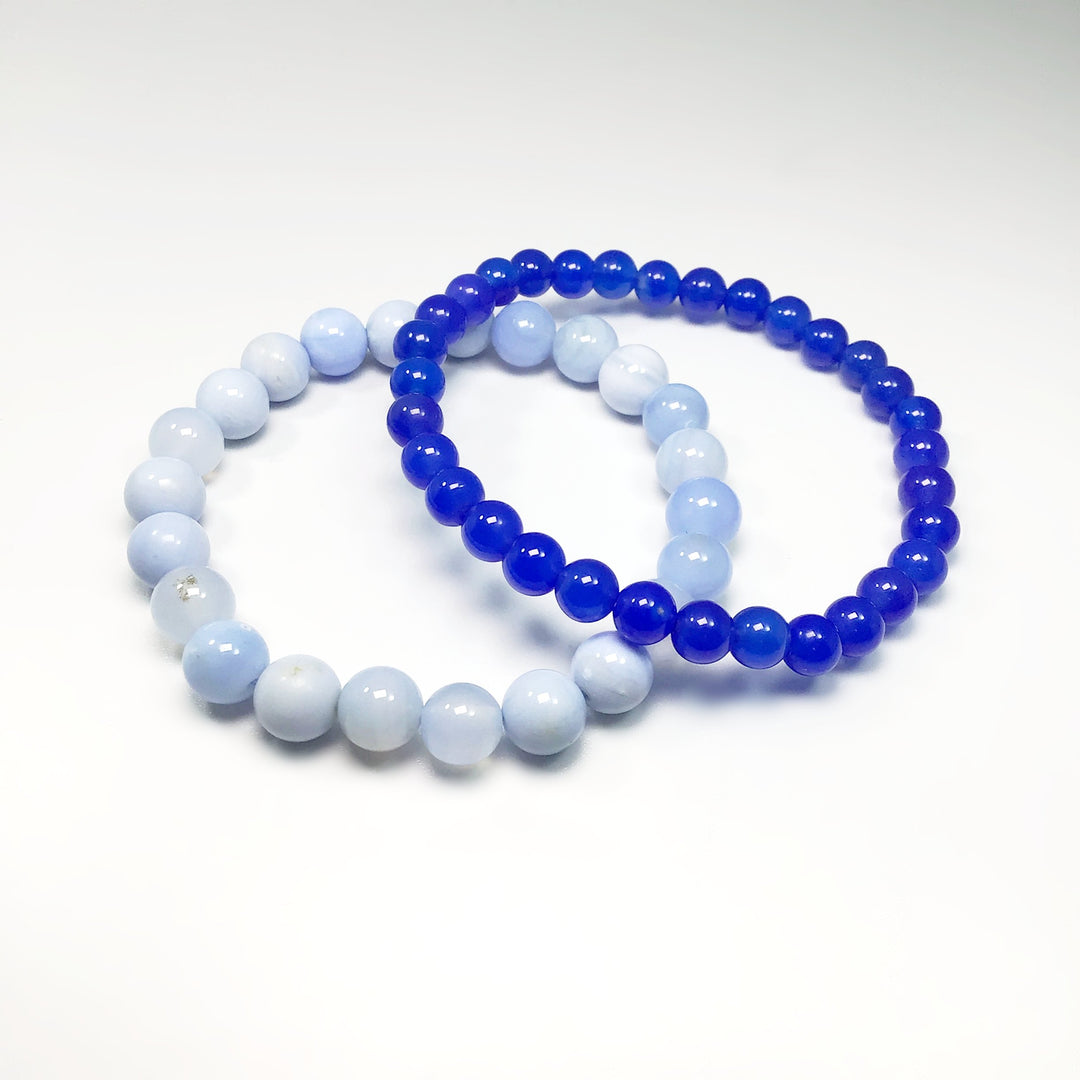 Blue Agate Beaded Bracelet - Rocks and Gems Canada