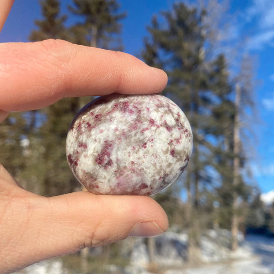 Quartz with Pink Tourmaline Tumble - Rocks and Gems Canada