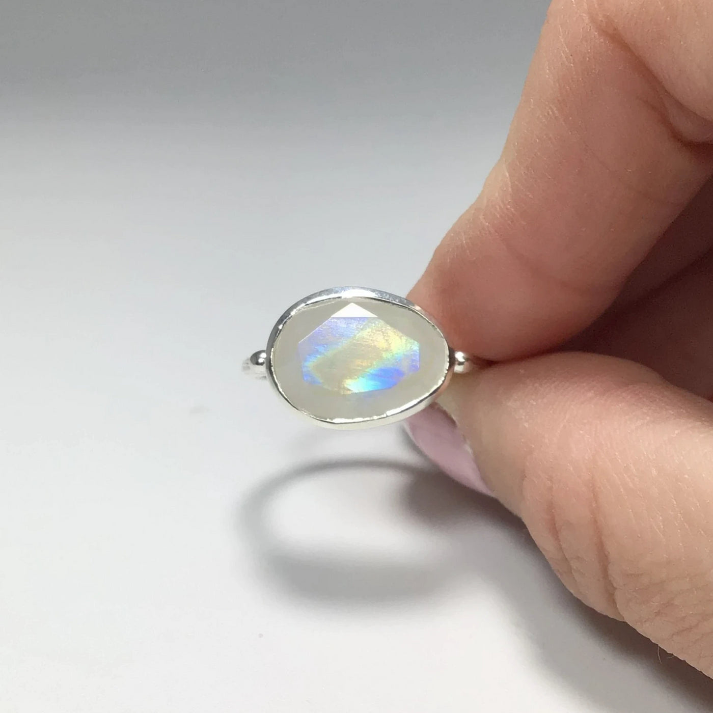 Rainbow Moonstone Ring - Size 9.25