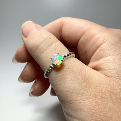 Faceted Ethiopian Fire Opal Ring