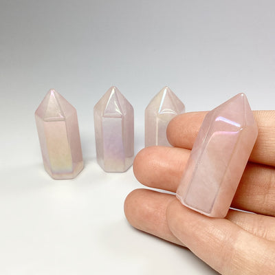 Polished Opalescent Rose Quartz Point at $29 Each