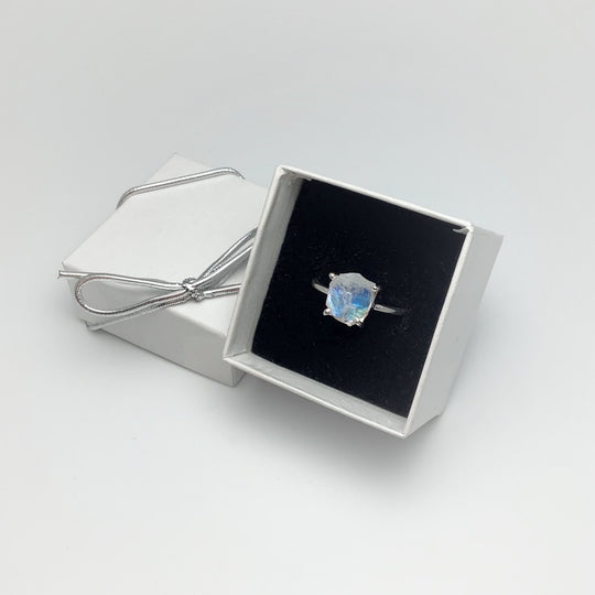 Raw Rainbow Moonstone Ring - Rocks and Gems Canada