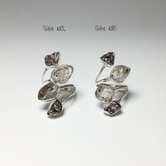 Campo Del Cielo Meteorite and Herkimer Diamond Adjustable Ring - Rocks and Gems Canada