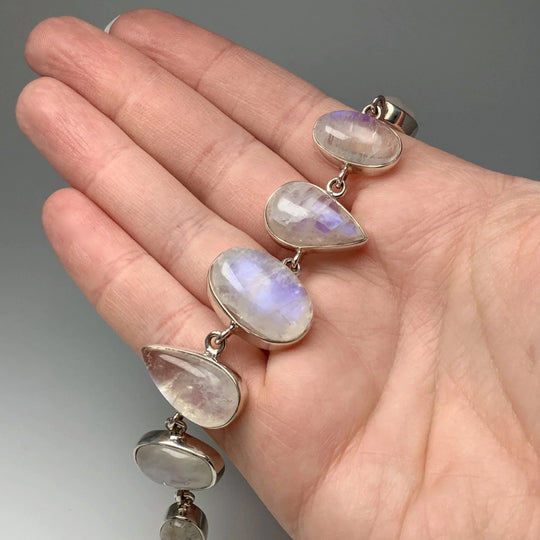 Rainbow Moonstone Sterling Silver Bracelet - Rocks and Gems Canada