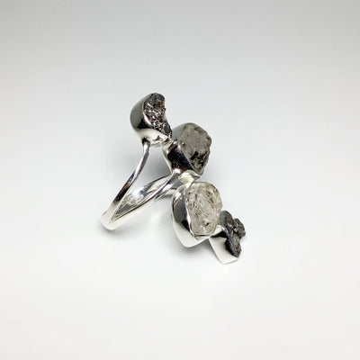 Campo Del Cielo Meteorite and Herkimer Diamond Adjustable Ring