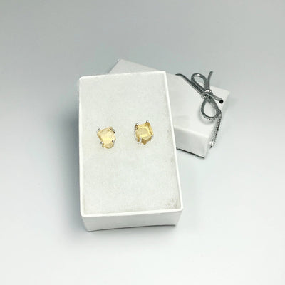 Raw Citrine Stud Earrings