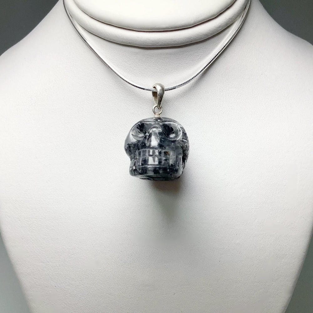 Tourmalated Quartz Skull Pendant - Rocks and Gems Canada