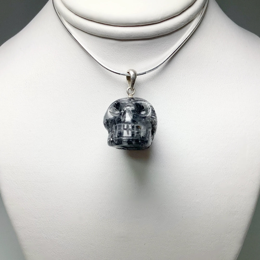 Tourmalated Quartz Skull Pendant - Rocks and Gems Canada