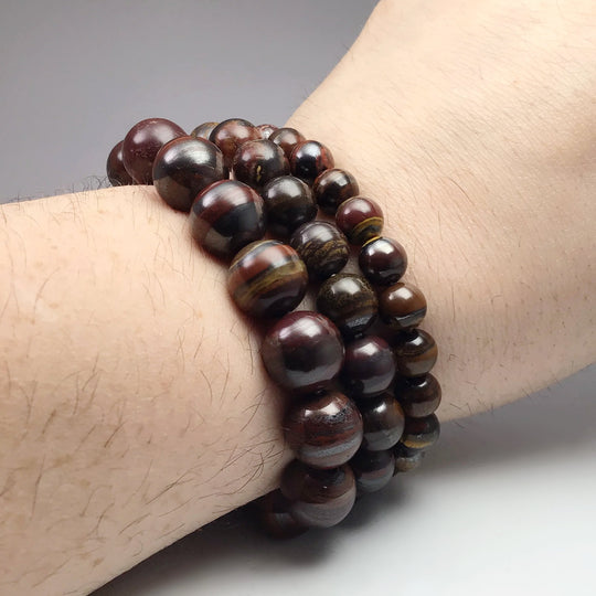 Red Gold Tiger Iron Beaded Bracelet - Rocks and Gems Canada