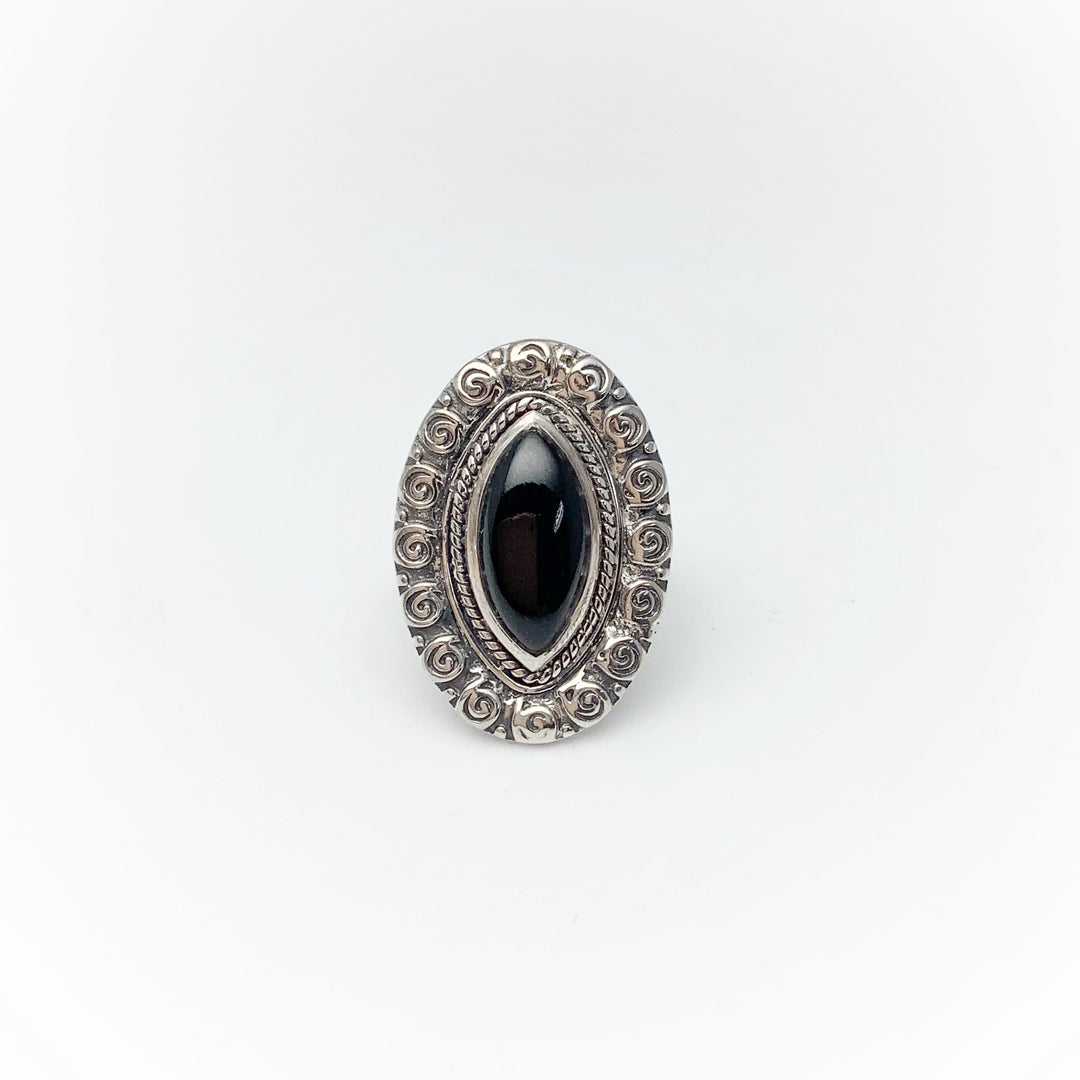 Black Onyx Bohemian Style Ring - Rocks and Gems Canada