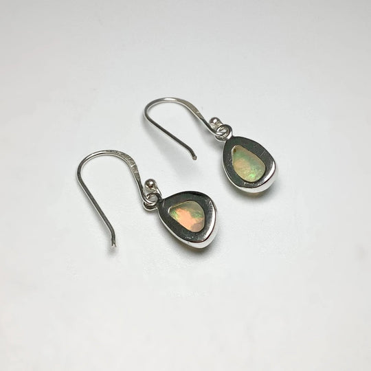 Ethiopian Fire Opal Freeform Faceted Dangle Earrings - Rocks and Gems Canada