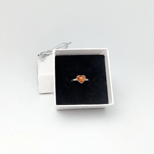 Cognac Amber Heart Ring - Small Sizes - Rocks and Gems Canada