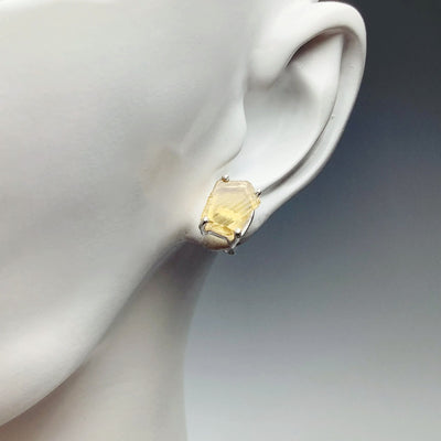 Raw Citrine Stud Earrings