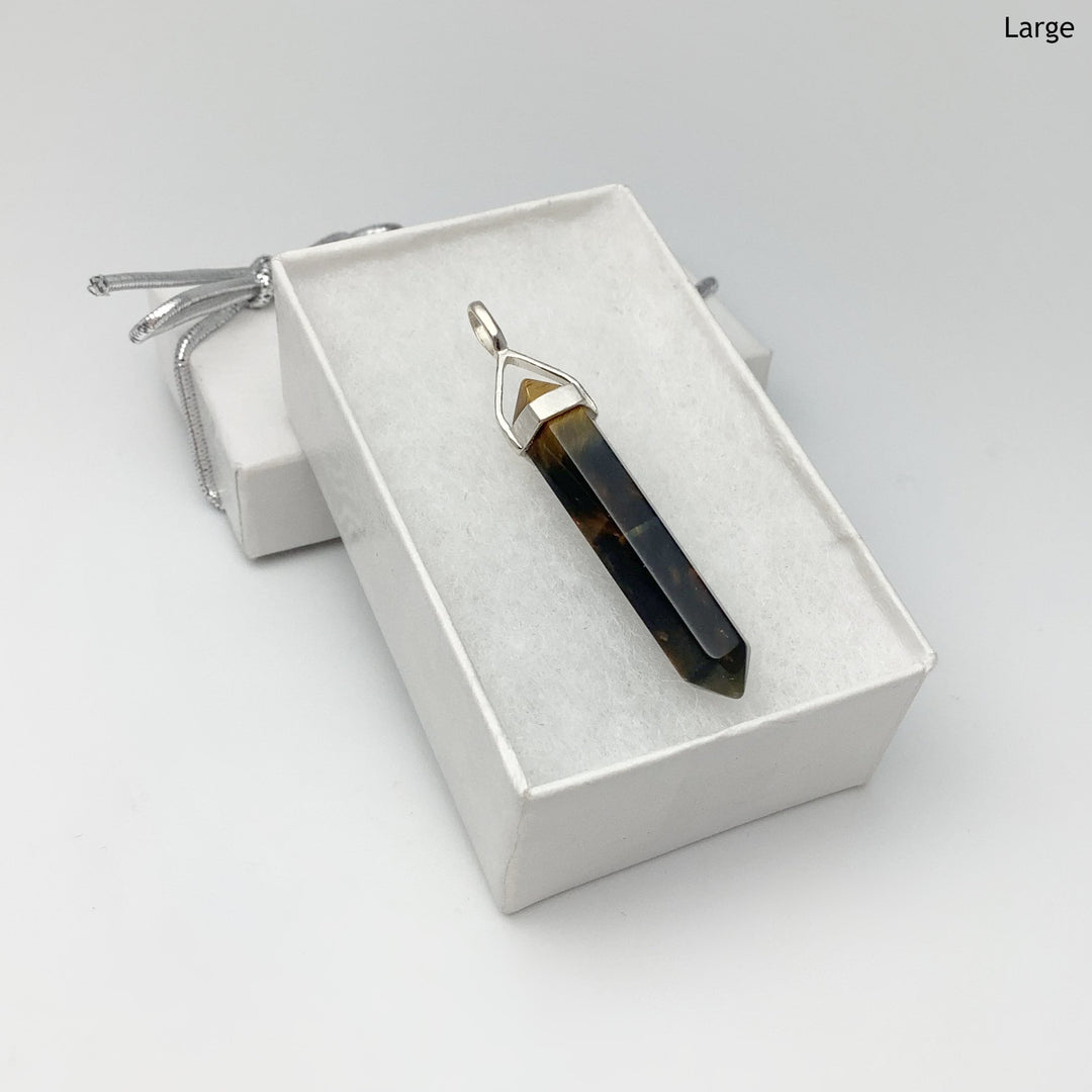 Blue Gold Tiger Eye Double Terminated Point Pendant - Rocks and Gems Canada