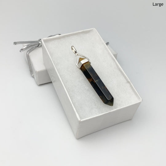 Blue Gold Tiger Eye Double Terminated Point Pendant - Rocks and Gems Canada