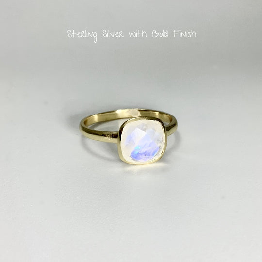 Rainbow Moonstone Ring - Rocks and Gems Canada