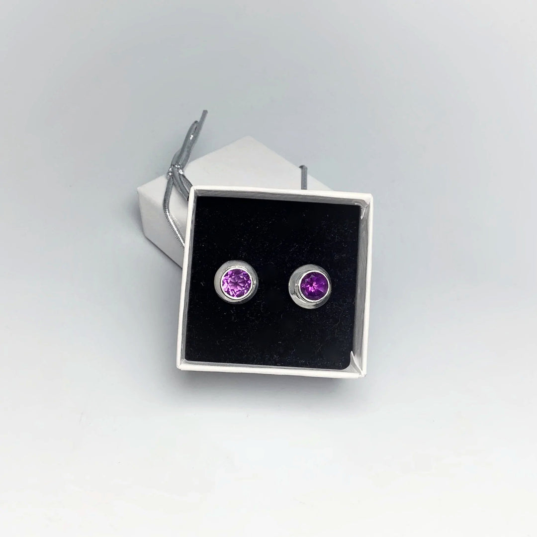 Amethyst Stud Earrings - Rocks and Gems Canada