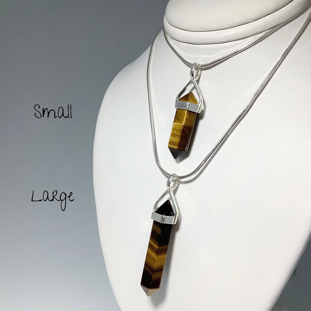 Gold Tiger Eye Double Terminated Point Pendant - Rocks and Gems Canada