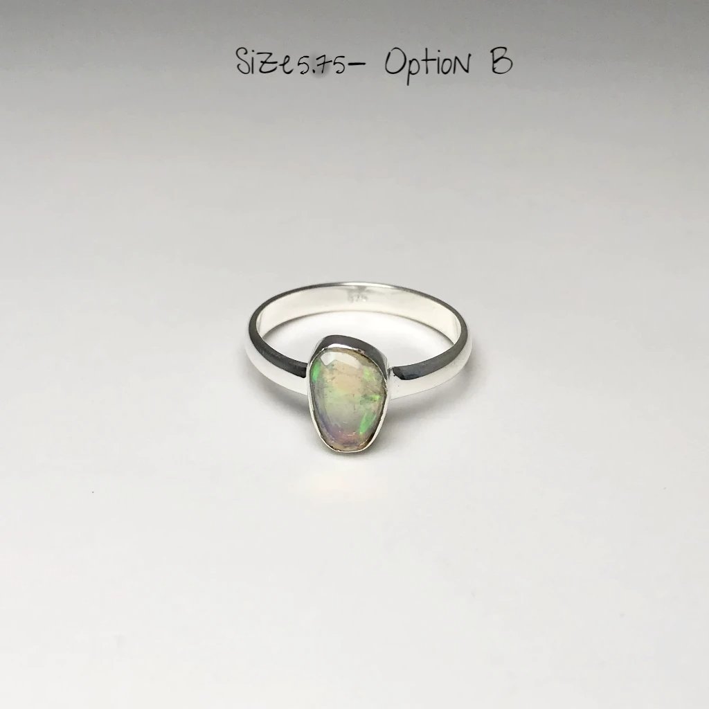 Freeform Faceted Ethiopian Fire Opal Ring - Rocks and Gems Canada