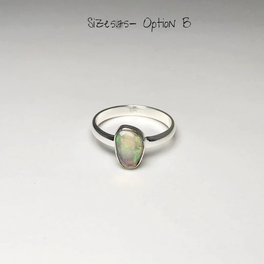Freeform Faceted Ethiopian Fire Opal Ring - Rocks and Gems Canada