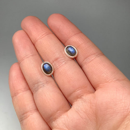 Labradorite Stud Earrings - Rocks and Gems Canada