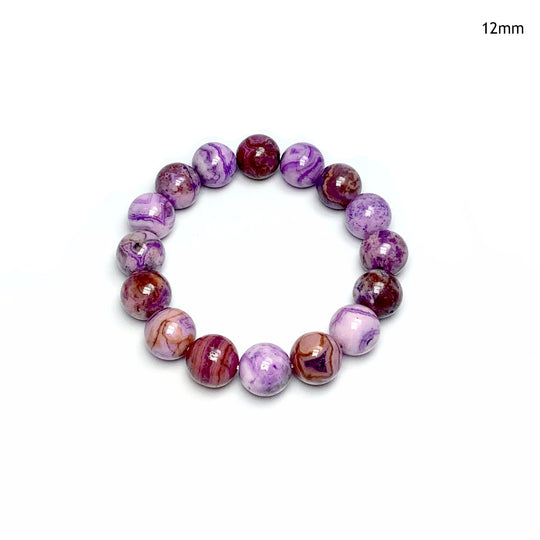 Purple Crazy Lace Agate Beaded Bracelet - Rocks and Gems Canada