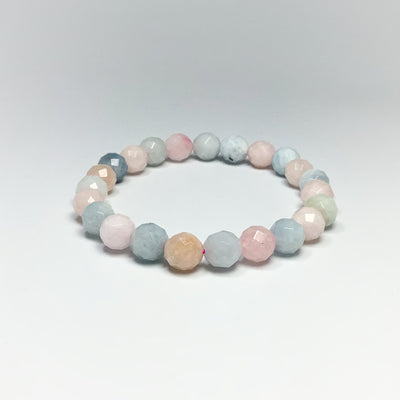 Morganite Faceted Beaded Bracelet