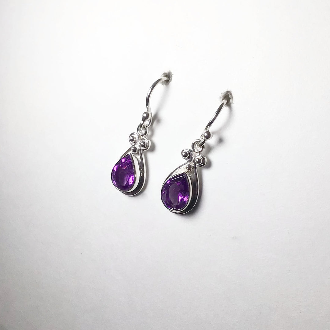 Amethyst Faceted Dangle Earrings - Rocks and Gems Canada