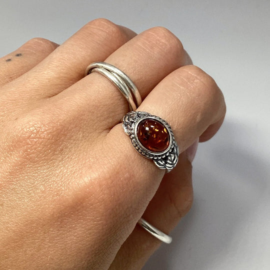 Cognac Amber Ring - Rocks and Gems Canada