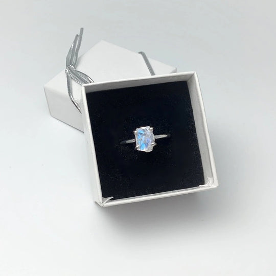 Raw Rainbow Moonstone Ring - Rocks and Gems Canada