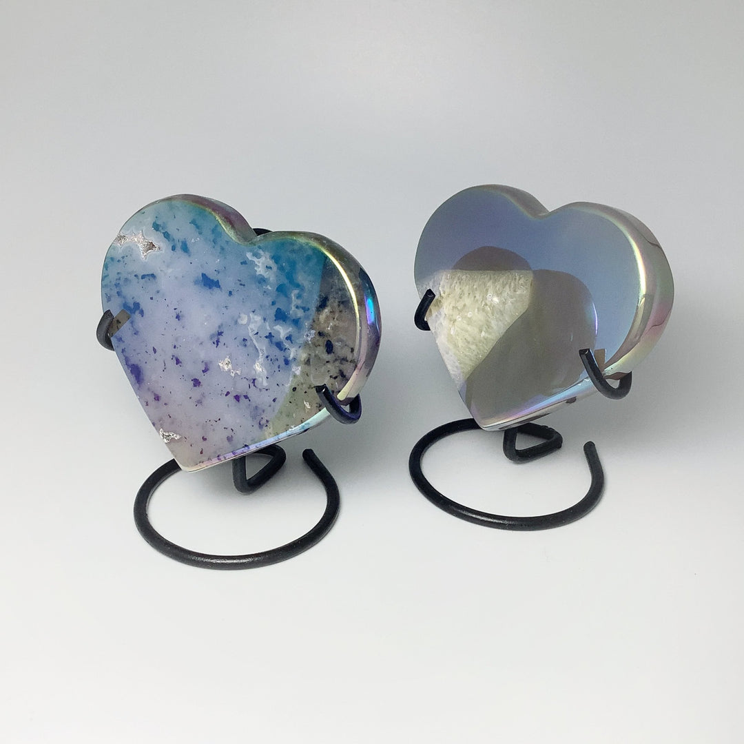 Rainbow Agate Heart on Stand - Rocks and Gems Canada