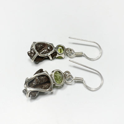 Campo Del Cielo Meteorite and Faceted Peridot Dangle Earrings