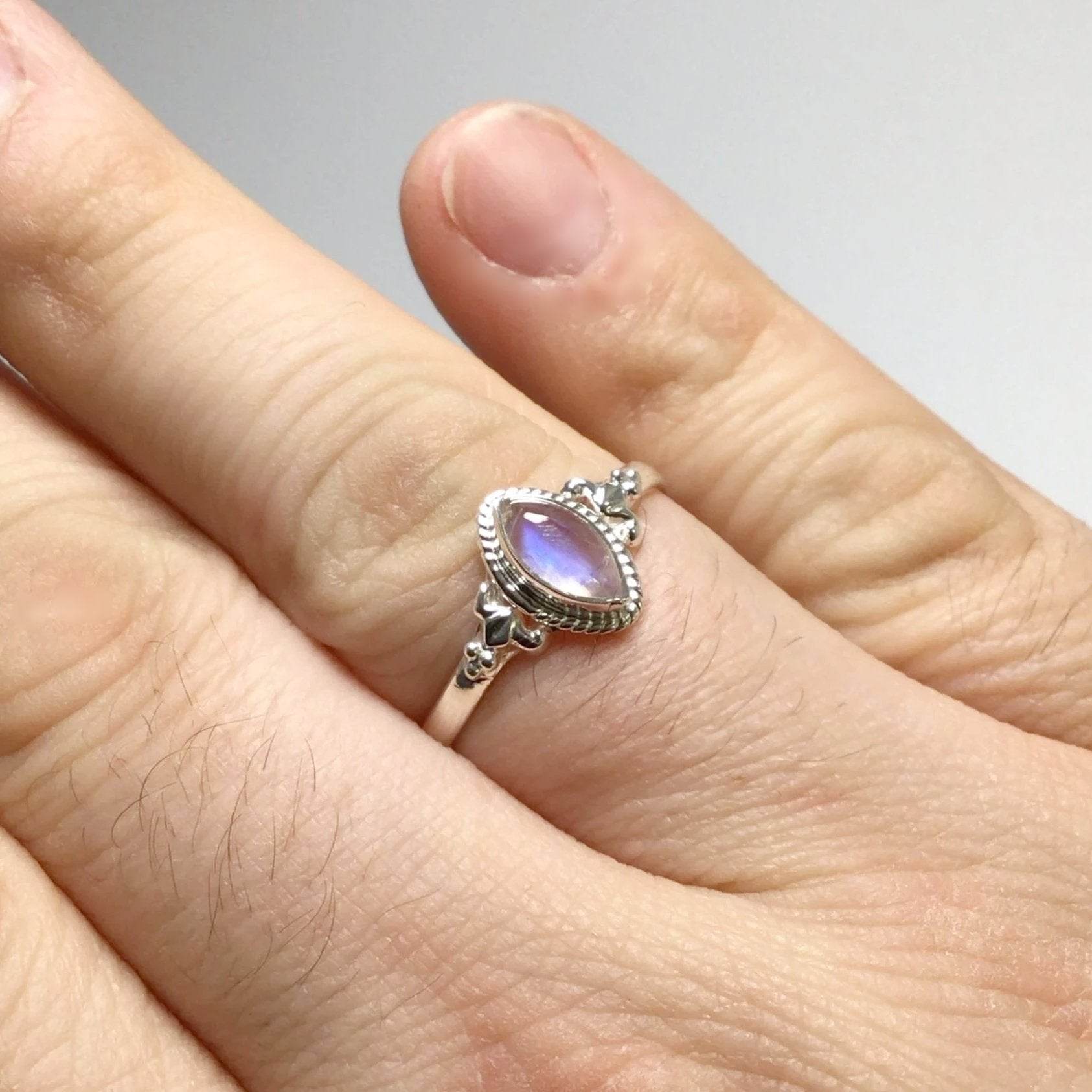 Rainbow Moonstone Ring - Rocks and Gems Canada