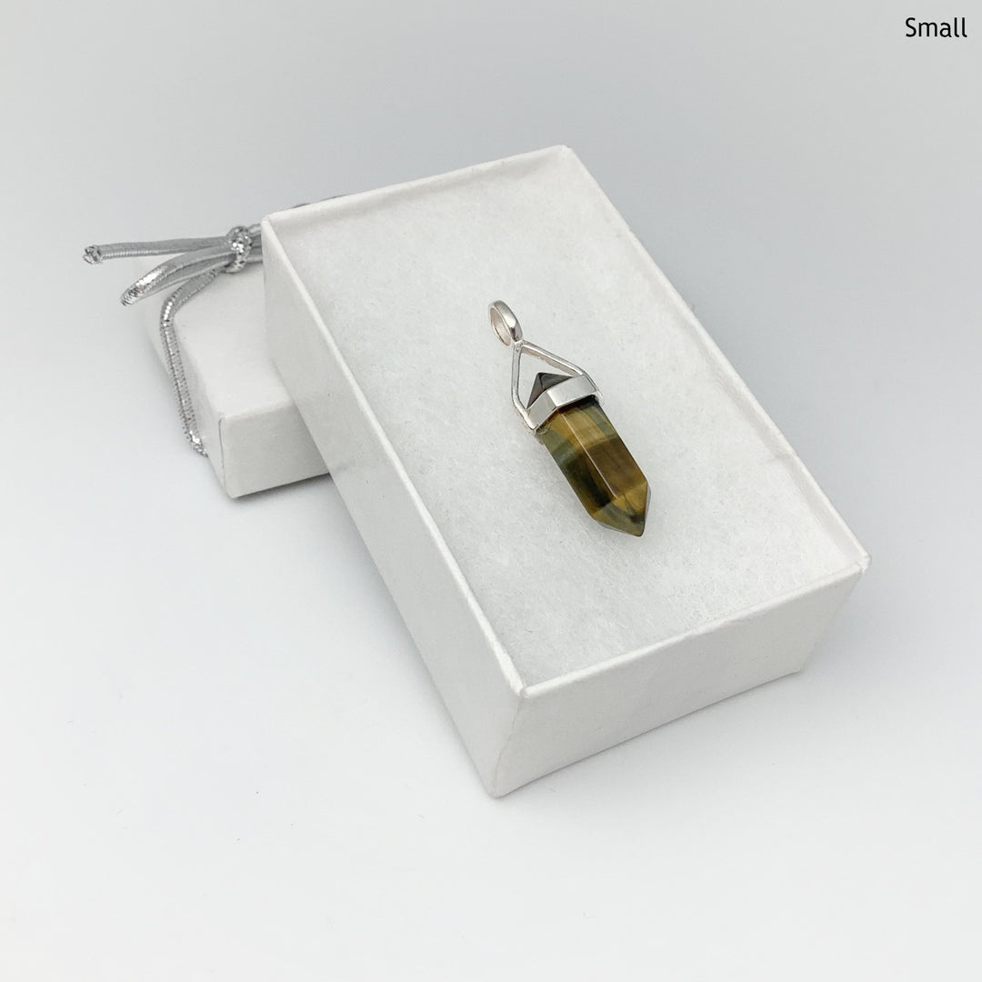 Blue Gold Tiger Eye Double Terminated Point Pendant - Rocks and Gems Canada