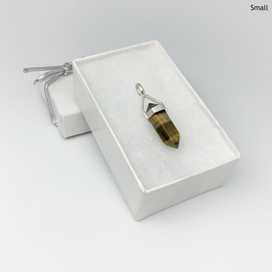 Blue Gold Tiger Eye Double Terminated Point Pendant - Rocks and Gems Canada