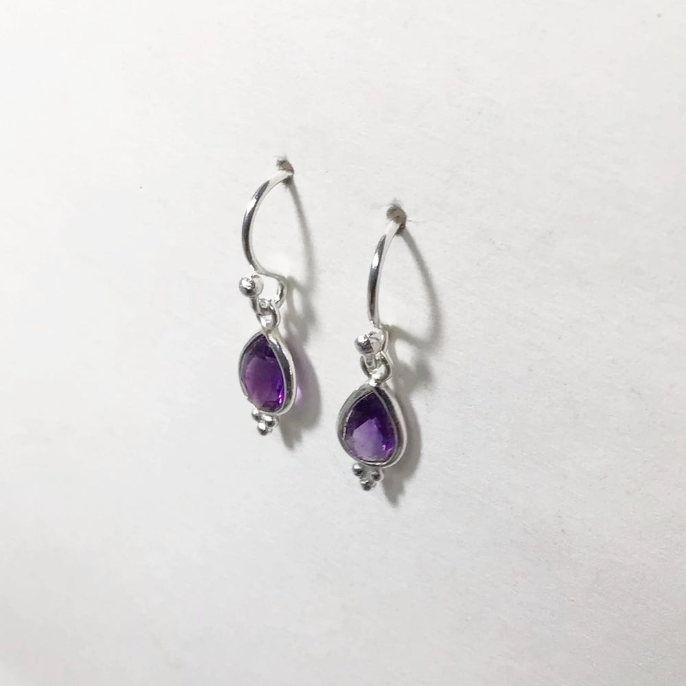 Amethyst Faceted Dangle Earrings - Rocks and Gems Canada