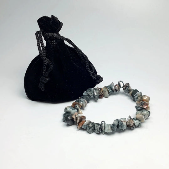 Black Crazy Lace Agate Chip Beaded Bracelet - Rocks and Gems Canada