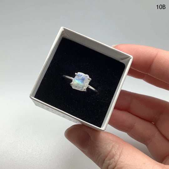 Raw Rainbow Moonstone Ring - Rocks and Gems Canada