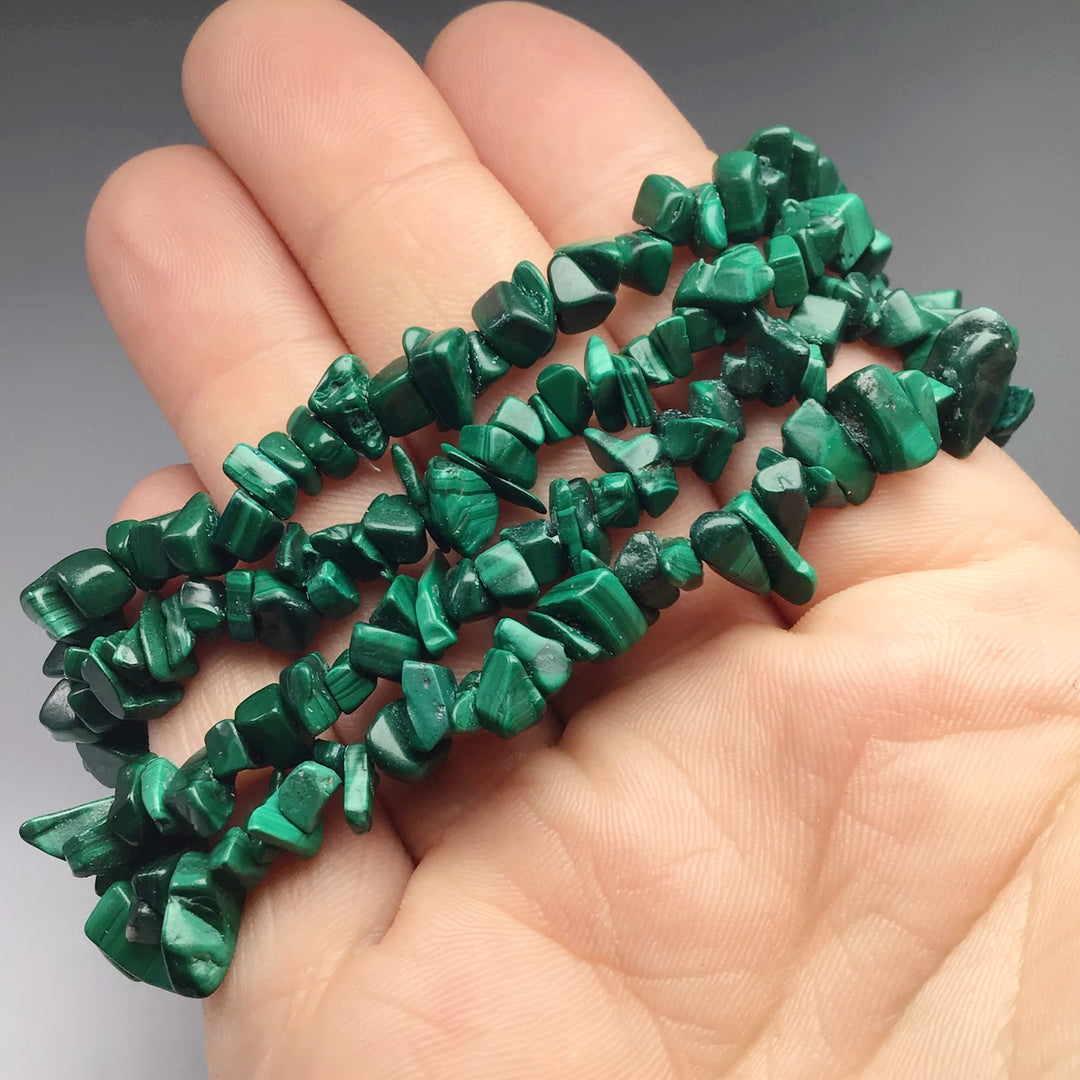 Malachite Chip Beaded Bracelet - Rocks and Gems Canada