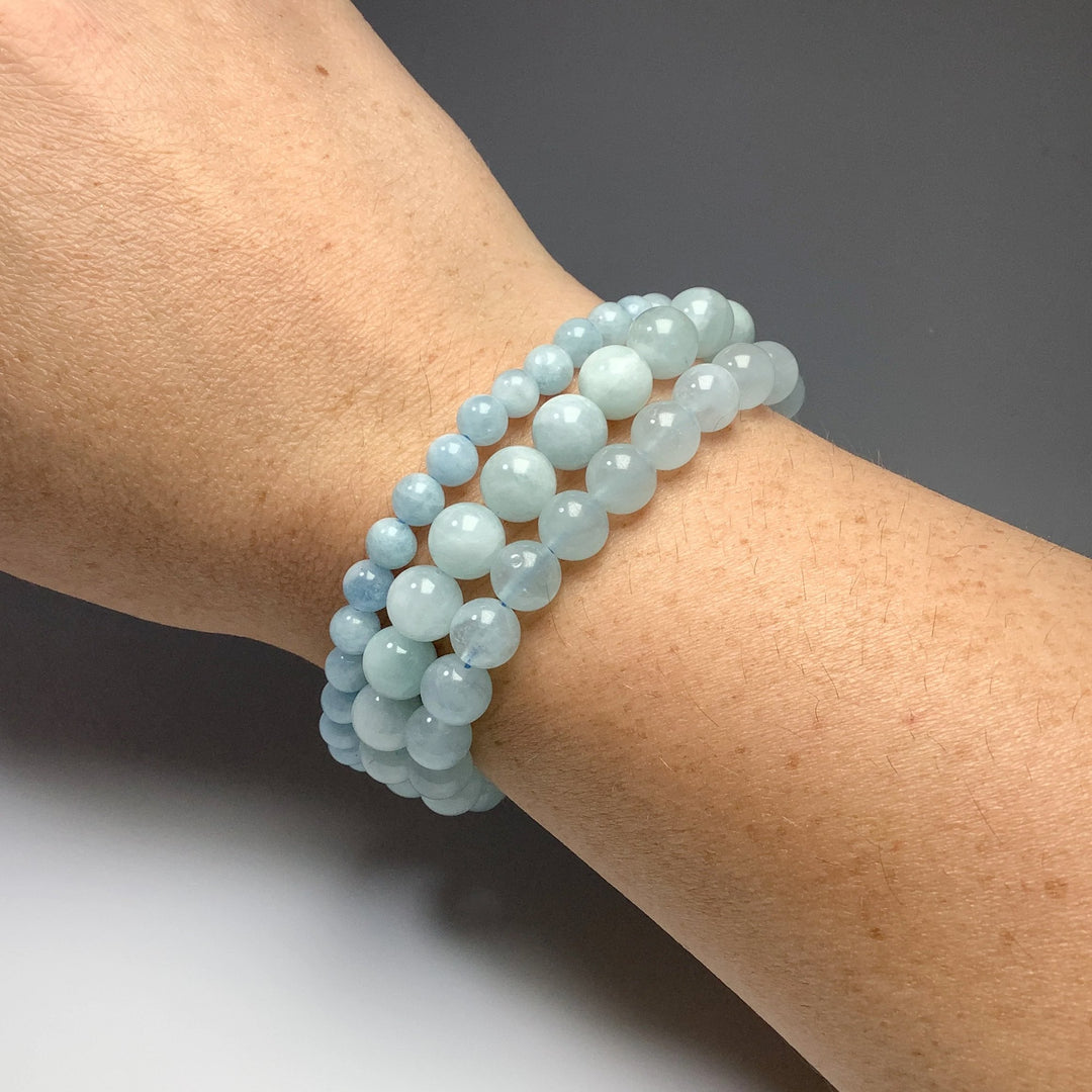 Aquamarine Beaded Bracelet - Rocks and Gems Canada