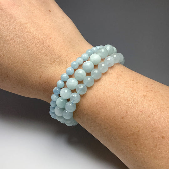 Aquamarine Beaded Bracelet - Rocks and Gems Canada