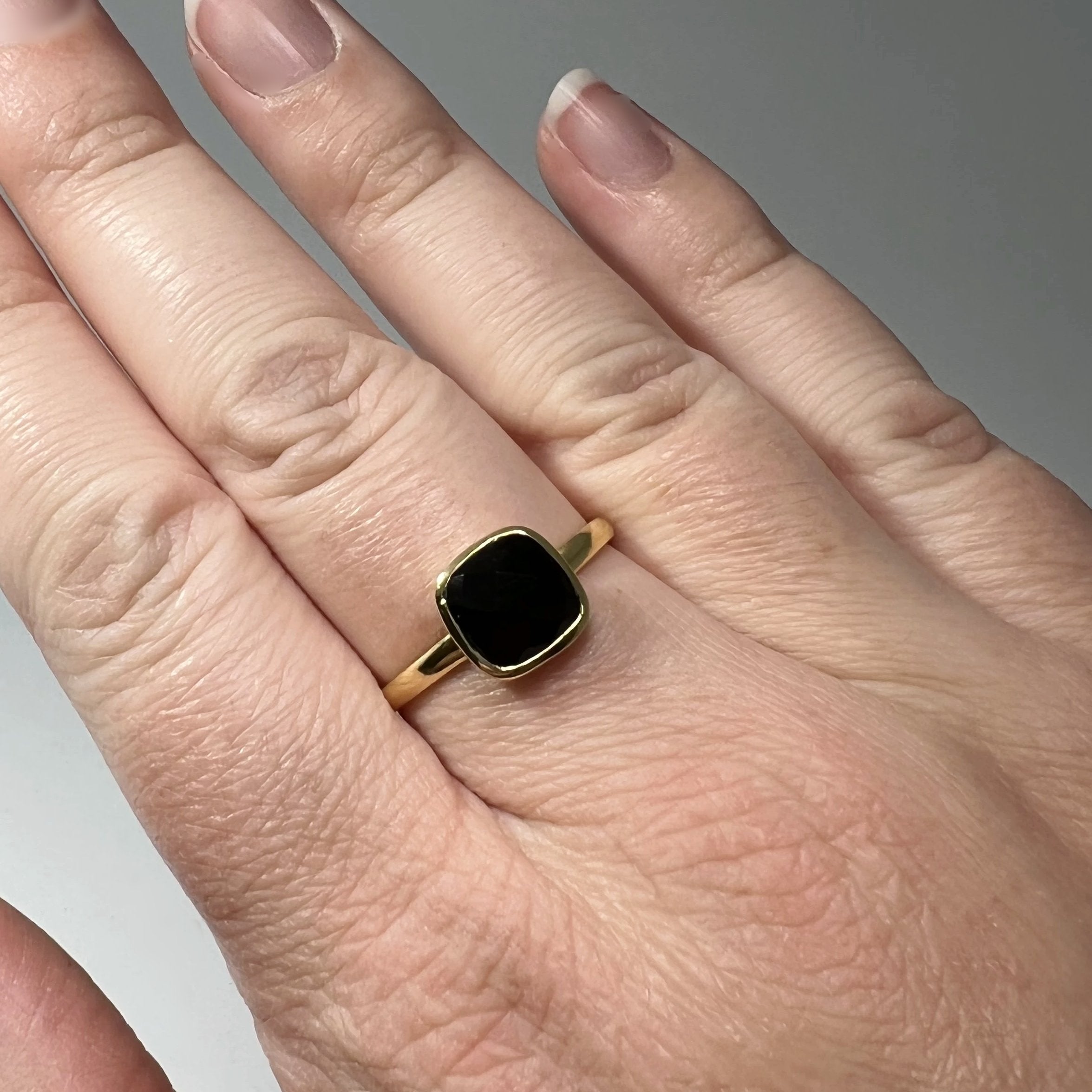 Black Onyx Ring Sterling Silver 6