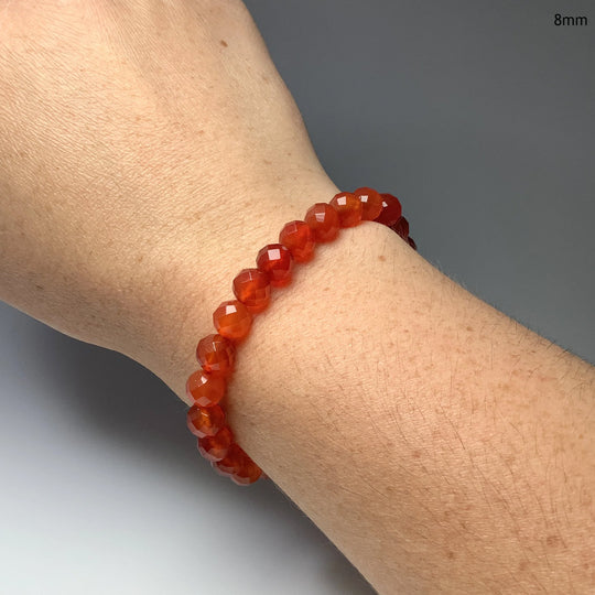 Carnelian Agate Faceted Beaded Bracelet - High Quality - Rocks and Gems Canada